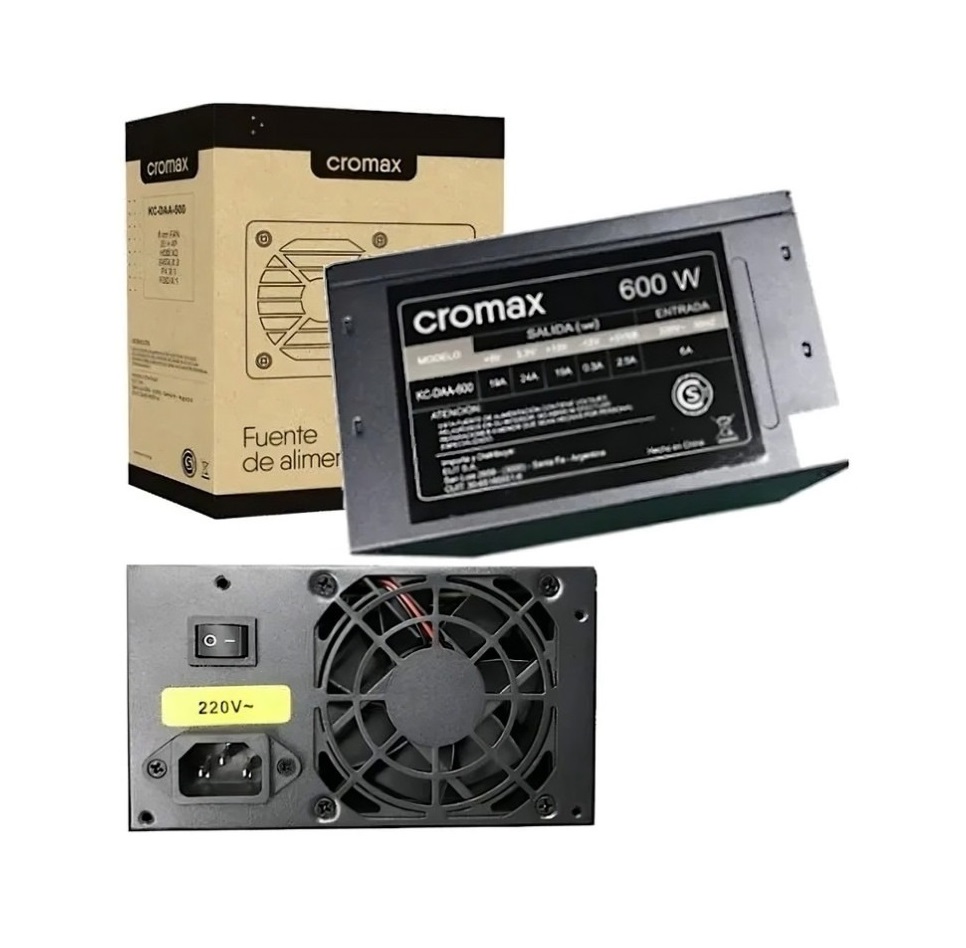 FUENTE CROMAX 600W STANDARD ATX - KC-DDA-600 - NEGRA