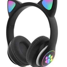 AURICULAR VINCHA BLUETOOTH LUZ LED OREJAS DE GATO NEGRO STN-28