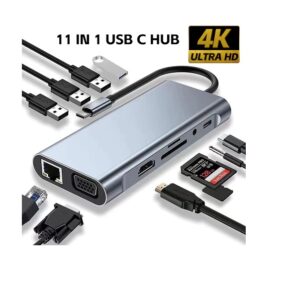 HUB USB-C 11 EN 1 EN 1. 3XUSB 2.0 / 1XUSB 3.0 / 1XUSB-C / 1XVGA -1XHDMI 4K / 1XJACK 3,5MM / 1XRJ45 GB / 1X MICRO SD - BYL-2003