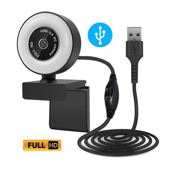 CAMARA WEB 1080P CON MICROFONO USB Y LUZ C008 - Image 2