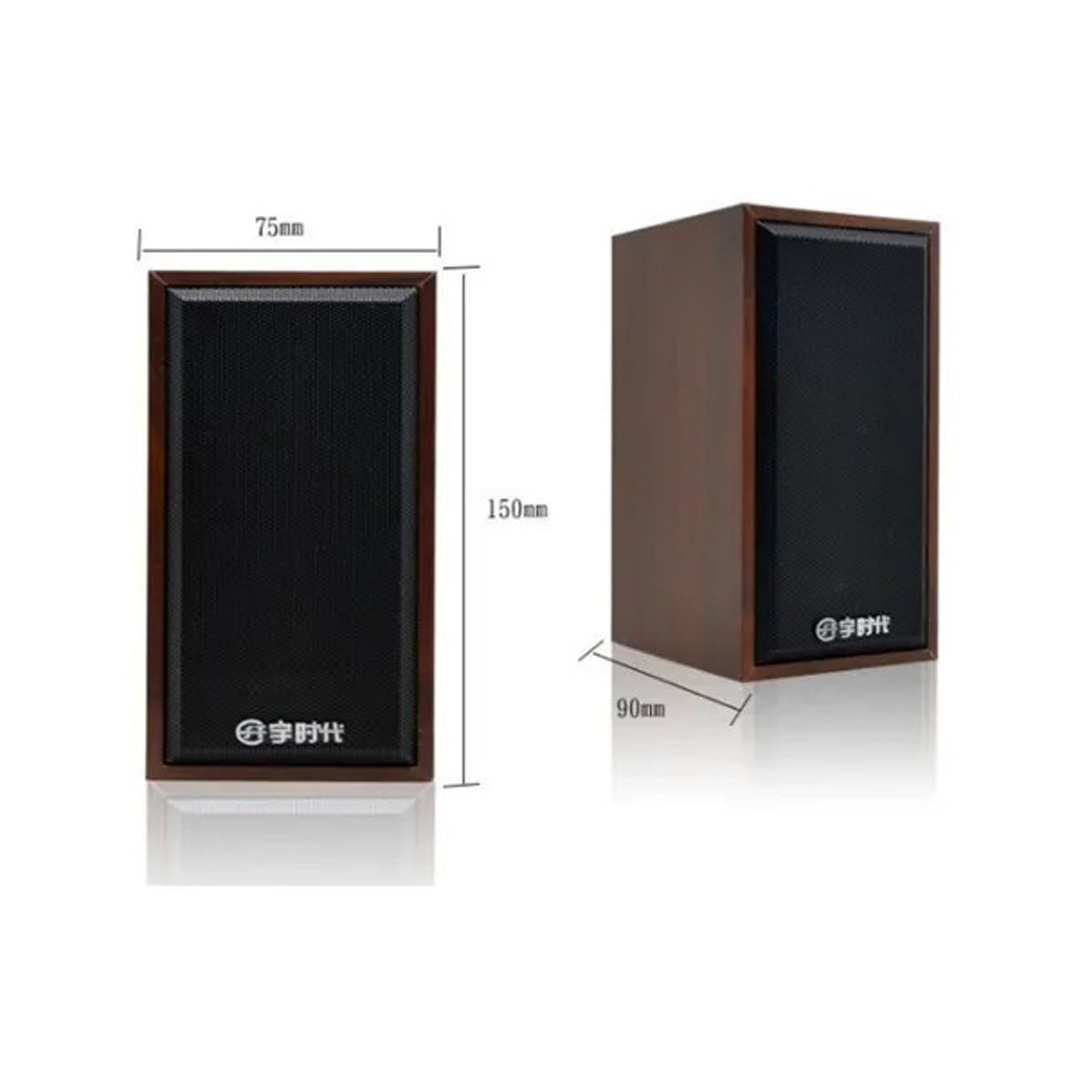 PARLANTES JITENG JT047 NEGRO MADERA 3 WATTS AUDIO 3.5 MM USB - Image 2