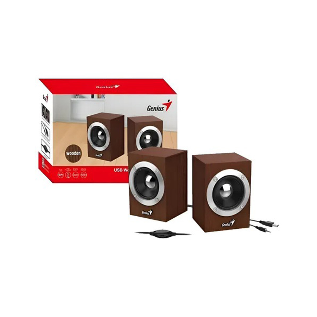 PARLANTES GENIUS SP HF280 USB 6W WOODEN MADERA