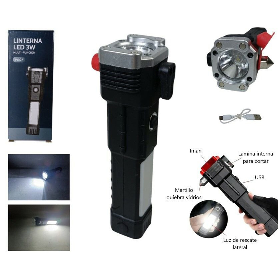 LINTERNA LED RECARGABLE 3W 4 FUNCIONES / P007