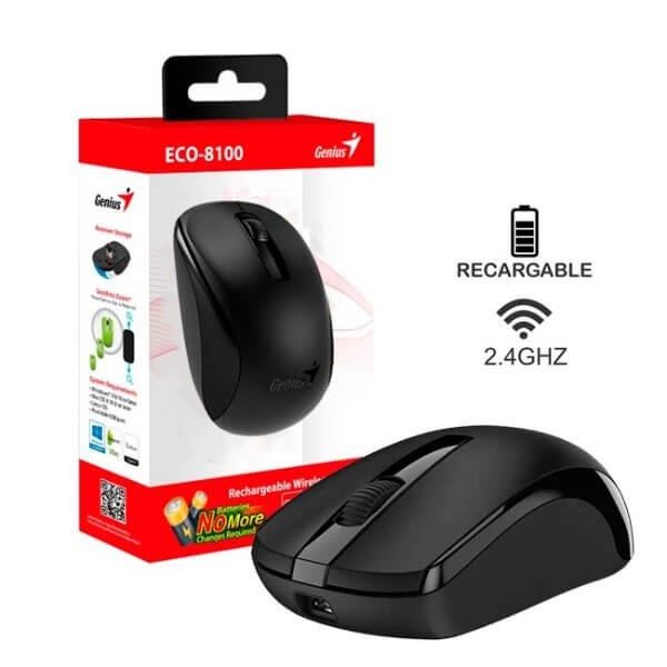 MOUSE INALAMBRICO RECARGABLE GENIUS ECO-8100 NEGRO