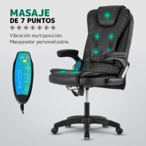 Silla Oficina Masajeador Presidencial Stephan / Color Negro / Cuero Sintetico