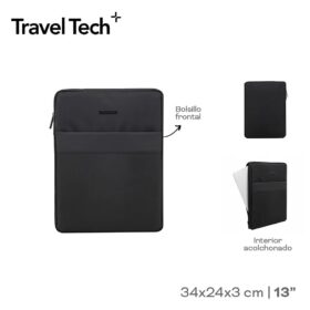 FUNDA PORTANOTEBOOK TRAVEL TECH 13" BOLSILLO FRONTAL INTERIOR ACOLCHADO MEDIDAS 34*24*3 CM (13 PULGADAS) / 31293