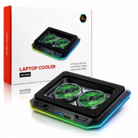 BASE PARA NOTEBOOK 2 VENTILADOR RGB SOPORTE CELU USB TIPO C / DN-H640