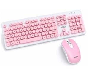 TECLADO Y MOUSE KIT CON CABLE TECLAS REDONDAS ROSA / DN-DY01