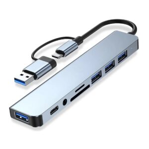HUB USB-C 8 EN 1 HB8 4 USB 3.0 + MicroSD + TIPO C + AUDIO C / 6387 /BC1.2
