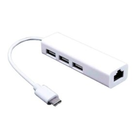 ADAPTADOR USB TIPO C (M) A 3XUSB 2.0 + RED RJ45 NETMAK / NM-TC40 / AD2109