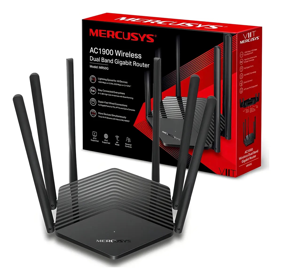 MR50G Router Mercusys Gigabit AC1900 - 6 Antenas (0493)