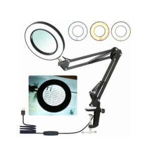 LAMPARA DE MESA - USB ARO 16 CM CON LUPA - BRAZO FLEXIBLE / MT-332