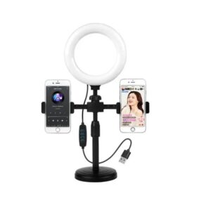 SOPORTE DE MESA PARA CELULAR CON ARO DE LED DE 16 CM  6" / LED-HX1508
