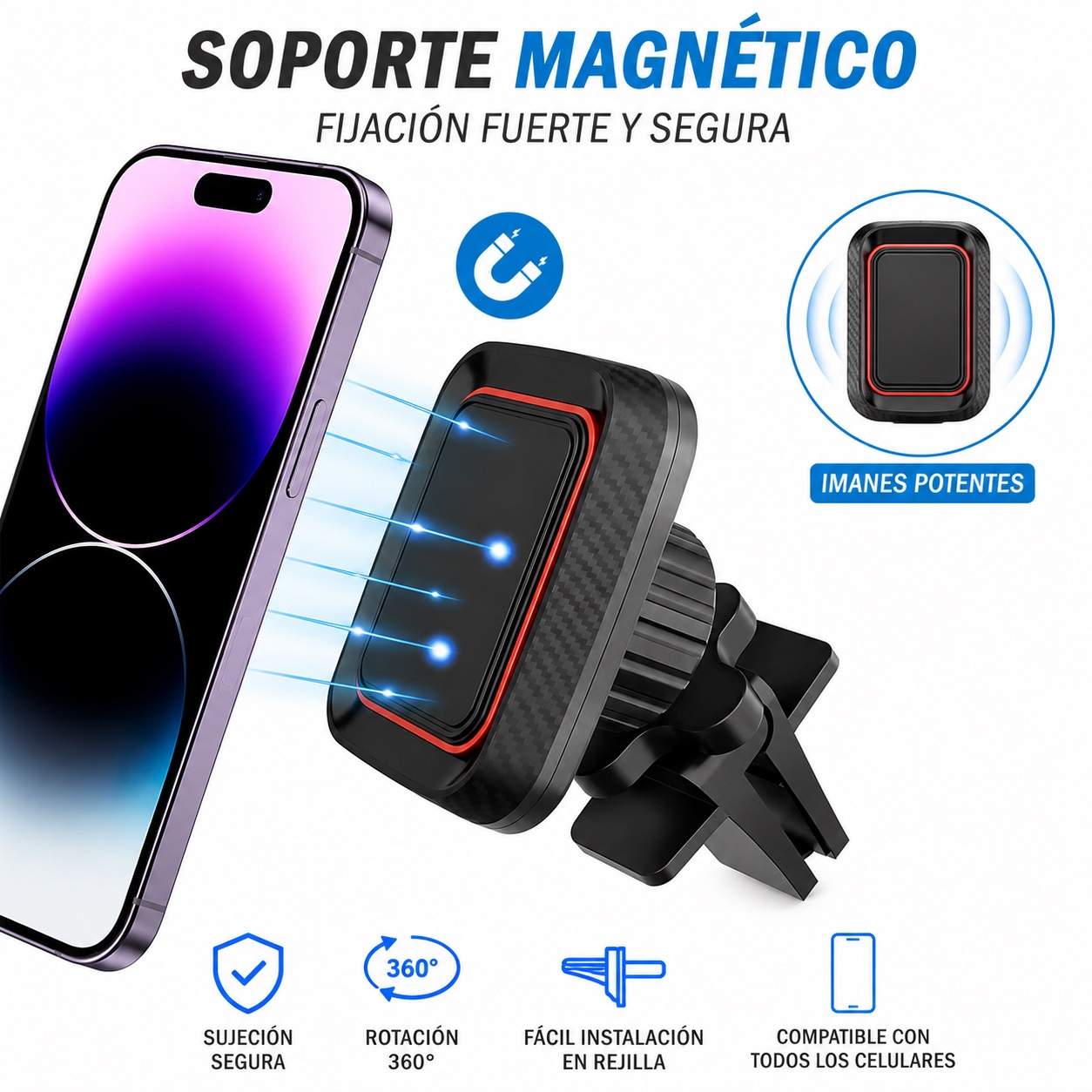 SOPORTE DE AUTO MAGNETICO PARA SALIDA DE AIRE ZJ-F15 - Image 2