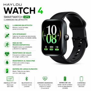 SMARTWATCH HAYLOU WATCH 4 GPS BLUETOOTH - NEGRO