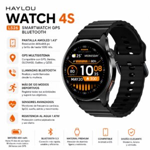 SMARTWATCH HAYLOU WATCH 4S GPS BLUETOOTH (LS26) NEGRO