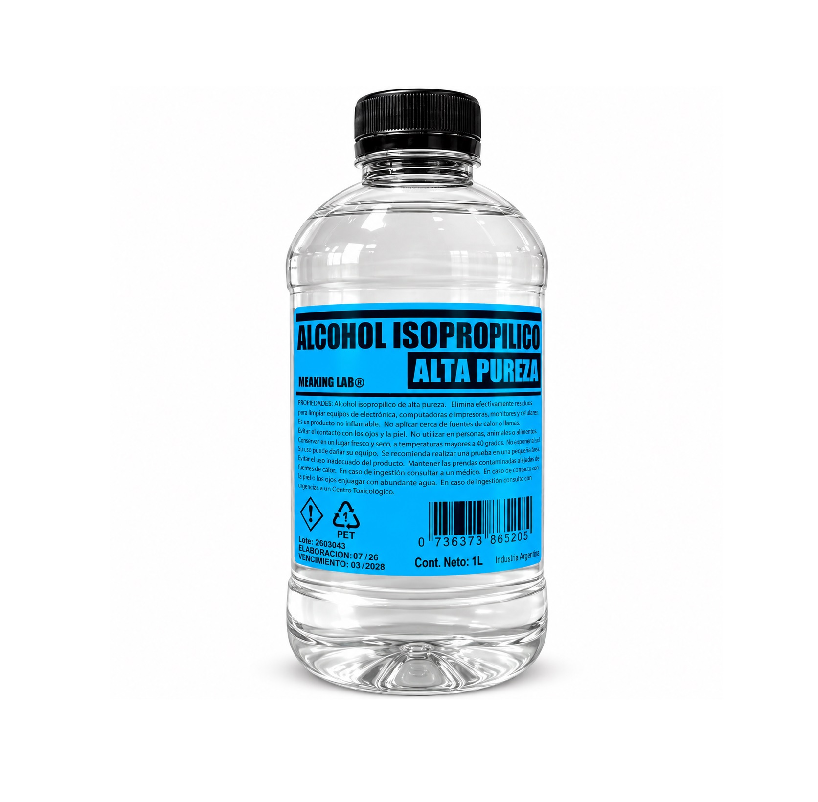 ALCOHOL ISOPROPILICO BREAKING LAB ALTA PUREZA 1 LITRO