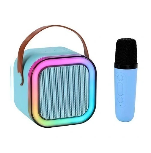 PARLANTE BT CON MICROFONO KARAOKE LUZ RGB ESTILO MEGAFONO HQ-K12
