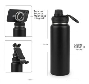 BOTELLA TERMICA 700 ML CON SOPORTE MAGNETICO GYM (MELECH-783)
