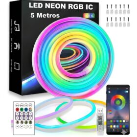 TIRA LED NEON RGB 5MTS 5VOLT CON APP Y CONTROL MELECH-478 (RGB-IC)
