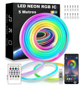 TIRA LED NEON RGB 5MTS 5VOLT CON APP Y CONTROL MELECH-478 (RGB-IC)