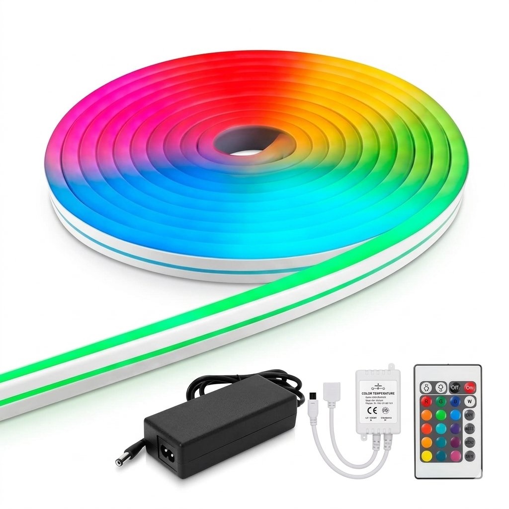TIRA LED NEON RGB 5MTS 12VOLT CON CONTROL MELECH-221 (SV-STRIP)