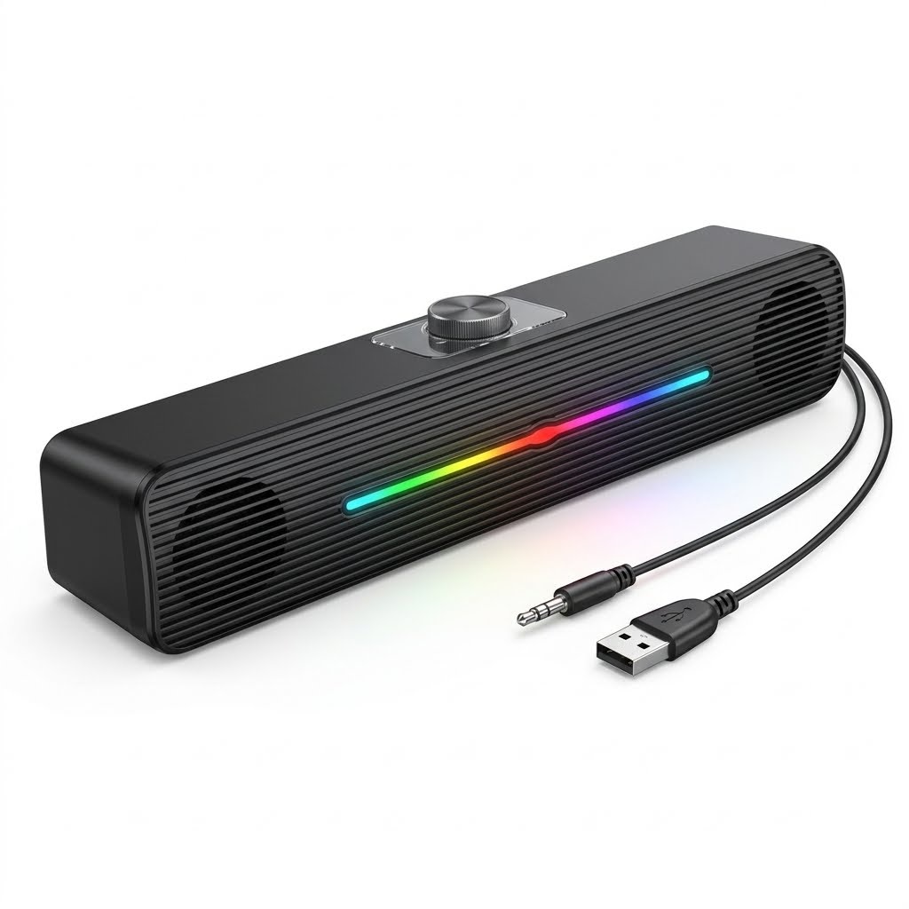 PARLANTE PC - TV CABLEADO CON LUZ RGB (E-1407)