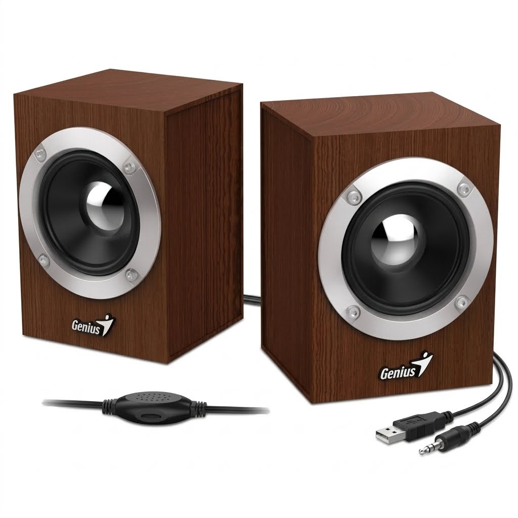 PARLANTE PC GENIUS HF280 6W RMS CON ACABADO MADERA (SPHF280)