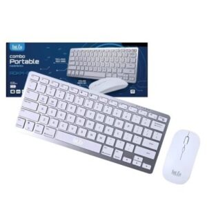 COMBO TECLADO RECARGABLE + MOUSE INALAMBRICO BLUETOOTH SLIM GRIS PLATA (RDKM-908)
